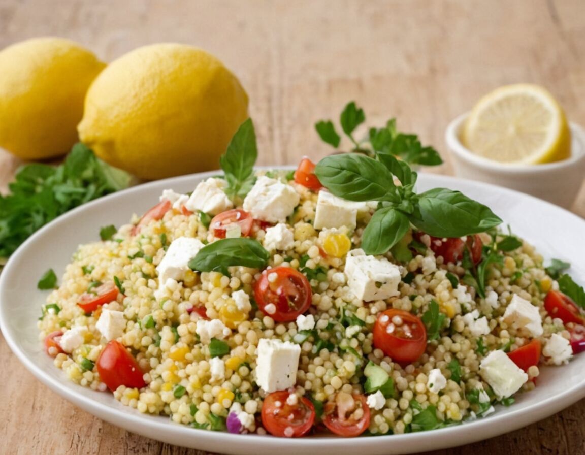 Mit Zitronensaft und Olivenöl abschmecken - Couscous Salat mit Feta: Ein erfrischendes Rezept für den Sommer