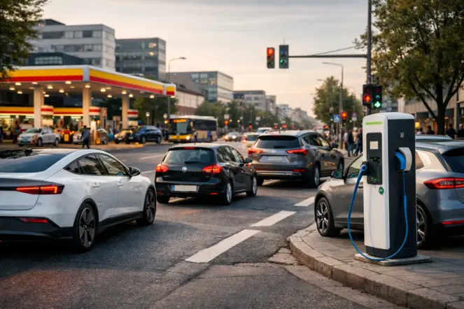 Der Umbruch im Automarkt ist 2026 sichtbar – ein klarer Schnitt ist im Straßenbild aber noch nicht zu erkennen.